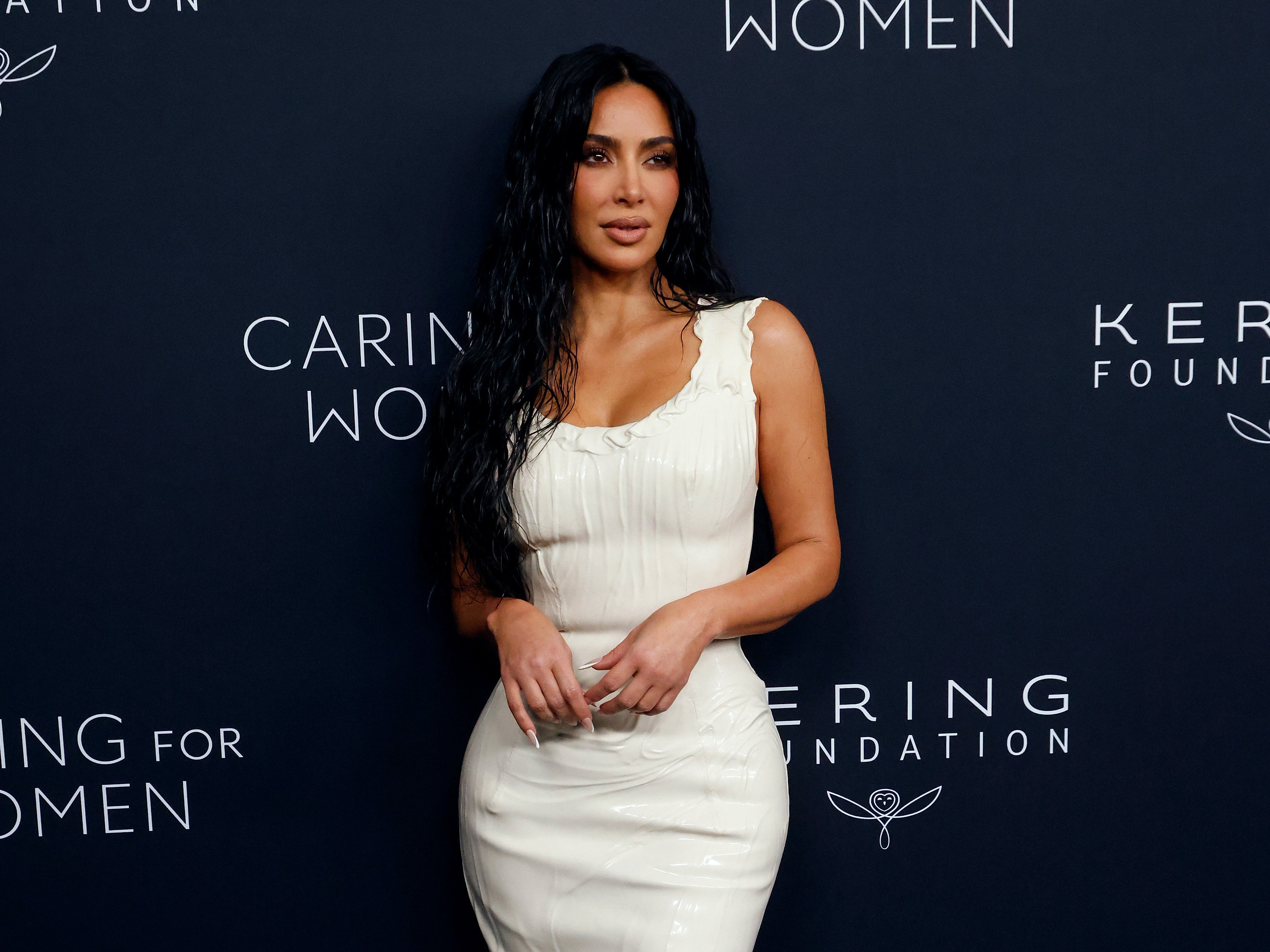 At the Kering Caring for Women Dinner, Kim Kardashian Embraces the Wet Look