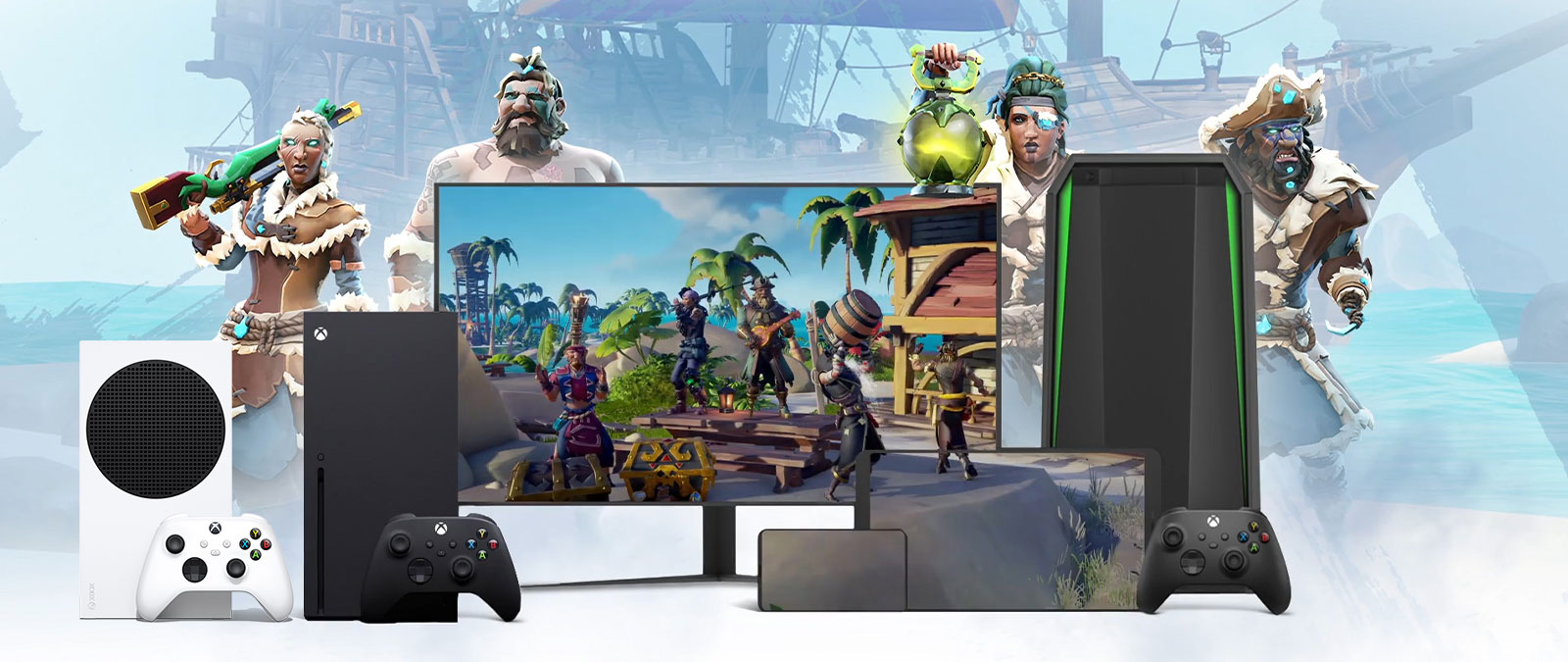 Sea of Thieves characters around the Xbox ecosystem
