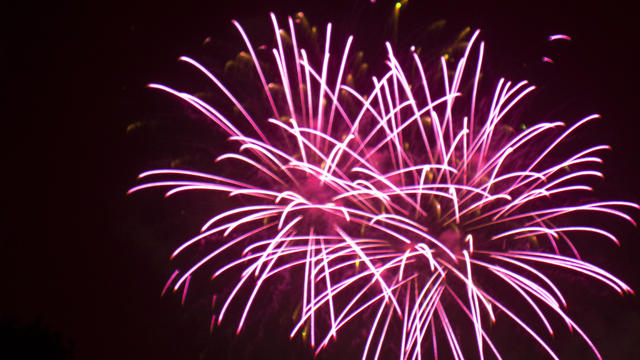 Close-Up of Fireworks in Black Sky 