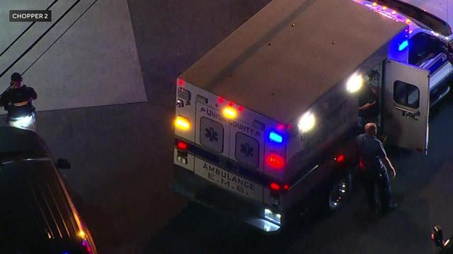 Multiple Rahway Police vehicles seen in an intersection at night. 