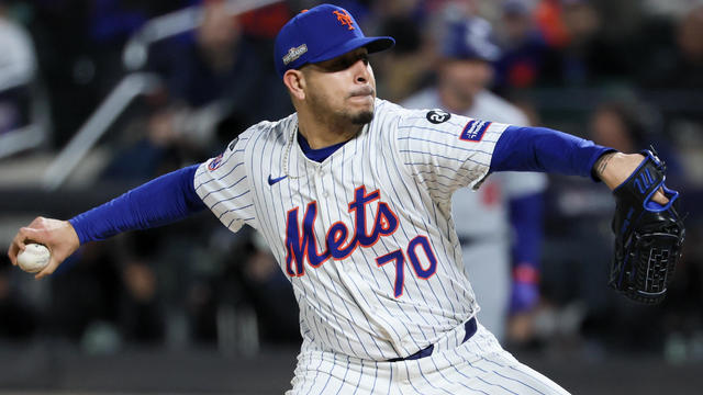 José Buttó #70 of the New York Mets delivers a pitch during the fifth inning in game four of the National League Championship Series against the Los Angeles Dodgers at Citi Field on Thursday, Oct. 17, 2024 in New York. 