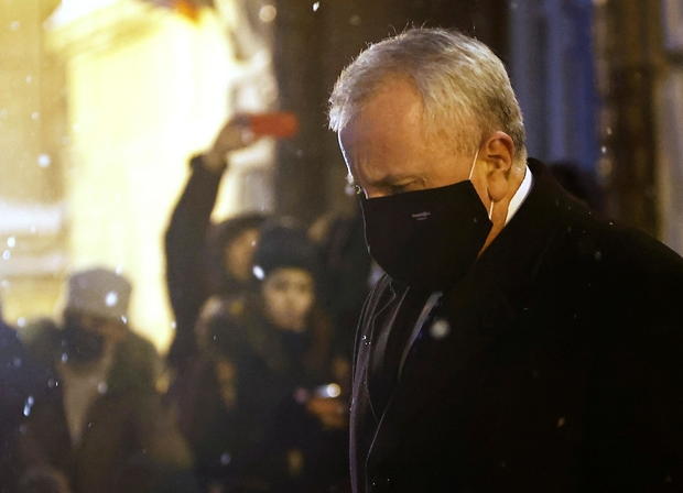 U.S. ambassador to Russia John Sullivan walks out of the Russian Foreign Ministry headquarters in Moscow 