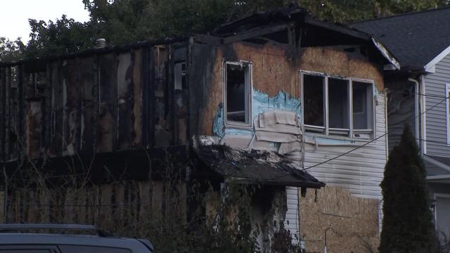 An Irvington, New Jersey home that has been seriously damaged by fire. 