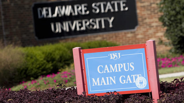 The main gate of the Delaware State University campus in Dover 