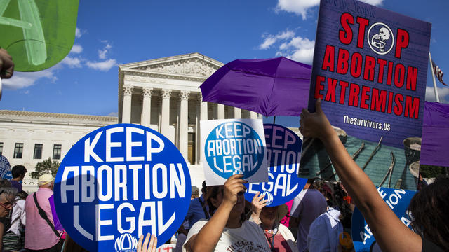 Abortion rights and anti-abortion rights activists are protesting in front of the  Supreme Court in Washington, DC on June 24, 2024. 