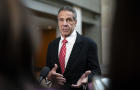 Former Gov. Andrew Cuomo speaks to reporters following a closed-door interview with the House Oversight and Accountability Subcommittee on Coronavirus Pandemic on Capitol Hill, on June 11, 2024 in Washington, DC. 