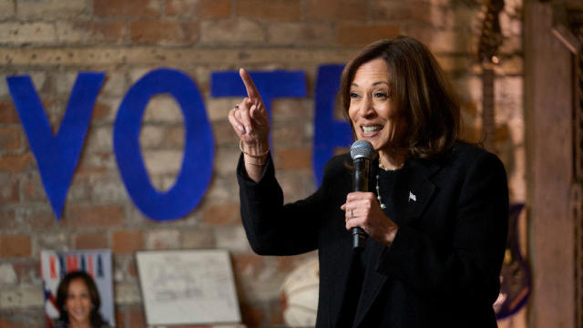 Vice President Kamala Harris speaks during a campaign event in Detroit, Michigan, on Oct. 15, 2024. 