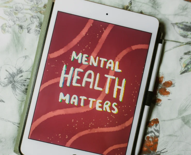 Ipad screen that says mental health matters