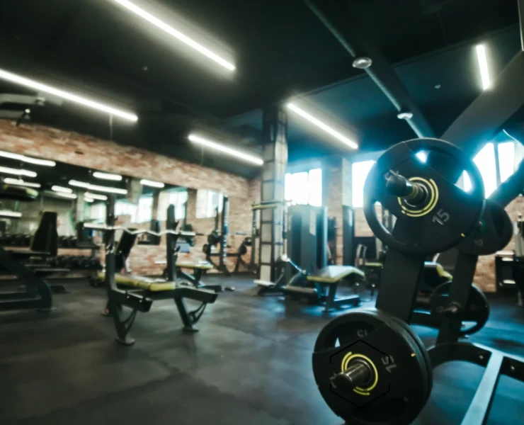 Inside of a gym, equipment