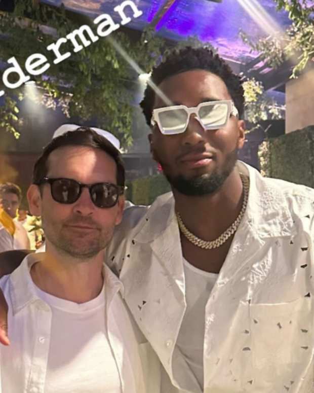 Donovan Mitchell and Toby Maguire