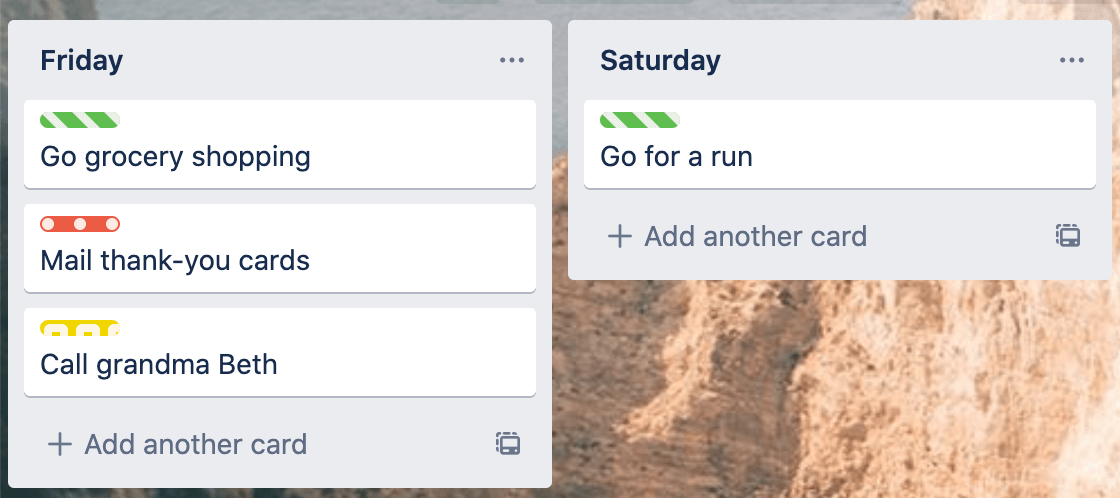 color blind mode on trello on cards on lists