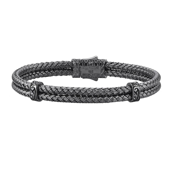 Mens Classic Bangle - Solid Silver - Gunmetal