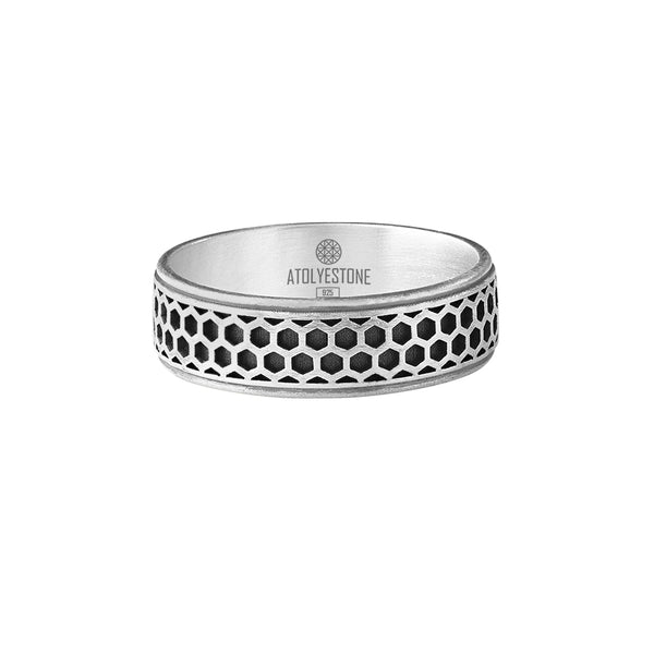 Honeycomb Band Ring in Silver