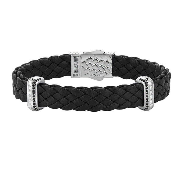 Iconic Elements Leather Bracelet in Silver