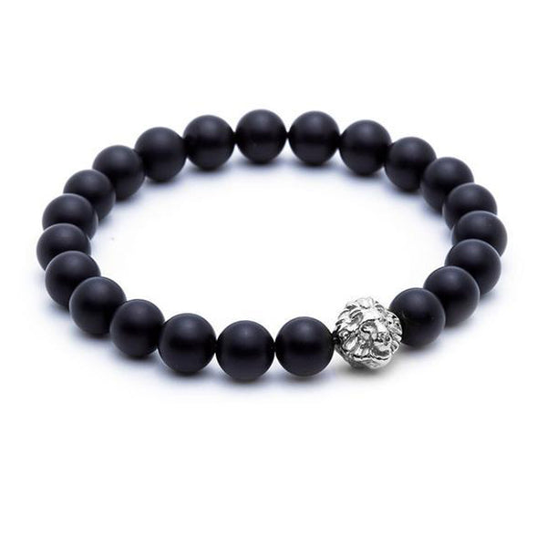 Mens Leo Beaded Bracelets - Silver