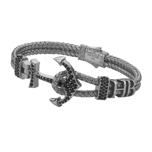 Mens Statements Anchor Bangle  - Gunmetal