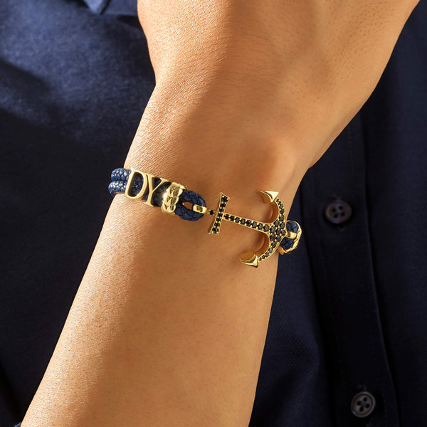 Statement Anchor Leather Bracelet