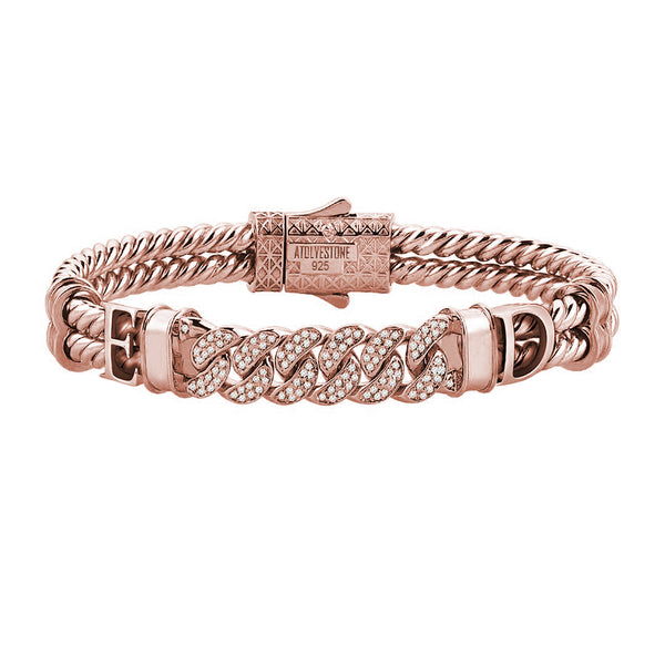 Statement Cuban Links Twined Bangle - Rose Gold 