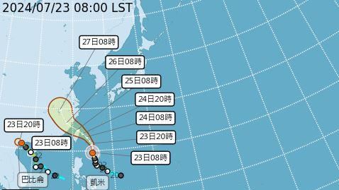 凱米颱風最新路徑預測。（圖／氣象署）