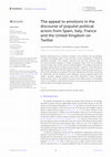 Research paper thumbnail of The appeal to emotions in the discourse of populist political actors from Spain, Italy, France and the United Kingdom on Twitter