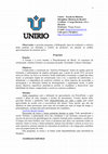 Research paper thumbnail of Unirio -Escola de História Disciplina: História do Brasil I Créditos: 4 Carga Horária: 60h/a. Horário: Professor