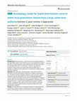 Research paper thumbnail of Developing a Model for Health Determinants Research within Local Government: Lessons from a Large, Urban Local Authority