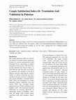 Research paper thumbnail of Couple Satisfaction Index-16: Translation And Validation In Pakistan