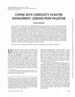 Research paper thumbnail of Coping with Complexity in Water Management: Lessons from Palestine