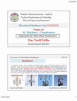 Research paper thumbnail of Electrical Machines Lab Slides: Three Phase Transformers