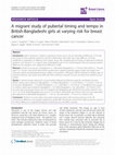 Research paper thumbnail of A migrant study of pubertal timing and tempo in British-Bangladeshi girls at varying risk for breast cancer