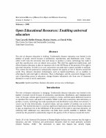 Research paper thumbnail of Open Content and Open Educational Resources: Enabling Universal Education