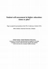 Research paper thumbnail of Student Self-Assessment in Higher Education: Alone or Plus?