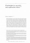 Research paper thumbnail of El principio lex specialis: una explicación crítica