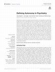 Research paper thumbnail of Defining Autonomy in Psychiatry