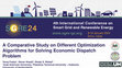 Research paper thumbnail of A Comparative Study on Different Optimization Algorithms for Solving Economic Dispatch Problem