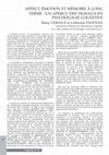 Research paper thumbnail of Affect, émotion et mémoire à long terme : un aperçu des travaux en psychologie cognitive