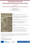 Research paper thumbnail of Panel RSA 2024 Chicago - The reception of Erasmus in 16th and 17th Century France