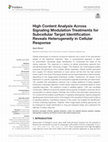 Research paper thumbnail of High Content Analysis Across Signaling Modulation Treatments for Subcellular Target Identification Reveals Heterogeneity in Cellular Response