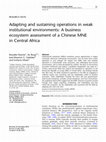 Research paper thumbnail of Adapting and sustaining operations in weak institutional environments: A business ecosystem assessment of a Chinese MNE in Central Africa