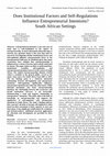 Research paper thumbnail of Does Institutional Factors and Self-Regulations Influence Entrepreneurial Intentions? South African Settings