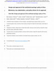 Research paper thumbnail of Design and approval of the nutritional warnings’ policy in Peru: Milestones, key stakeholders, and policy drivers for its approval