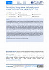 Research paper thumbnail of Characteristics of General Language Teaching and Academic Language Teaching as a Foreign Language: Learner's Views