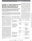 Research paper thumbnail of Comment on "Protein Sequences from Mastodon and Tyrannosaurus rex Revealed by Mass Spectrometry