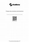 Research paper thumbnail of Pratique des procedures administratives