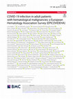 Research paper thumbnail of COVID-19 infection in adult patients with hematological malignancies: a European Hematology Association Survey (EPICOVIDEHA)