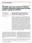 Research paper thumbnail of Durability and cross-reactivity of immune responses induced by a plant-based virus-like particle vaccine for COVID-19