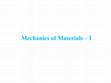 Research paper thumbnail of Mechanics of Materials-I