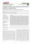 Research paper thumbnail of Challenges in medical waste management amid COVID-19 pandemic in a megacity Dhaka