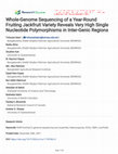 Research paper thumbnail of Whole-Genome Sequencing of a Year-Round Fruiting Jackfruit Variety Reveals Very High Single Nucleotide Polymorphisms in Inter-Genic Regions