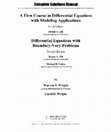 Research paper thumbnail of A First Course in Differential Equations with Modeling Applications Ninth Edition